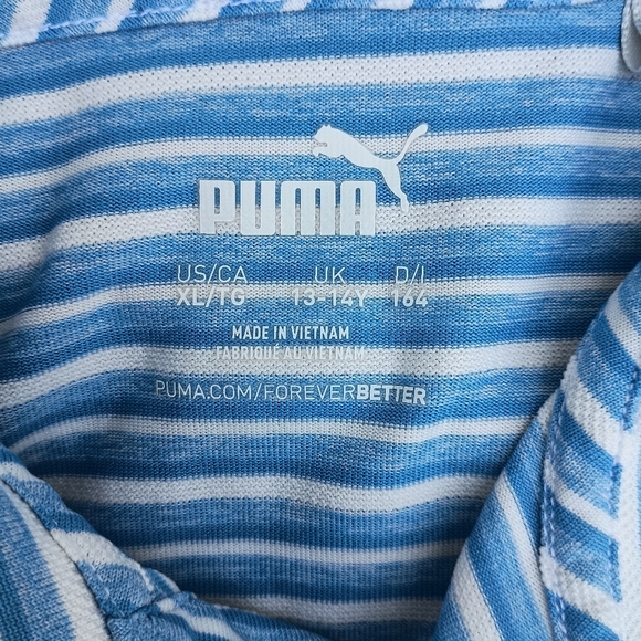 Puma Blue Polo Shirt with Classic Stripes - Picture 2 of 12